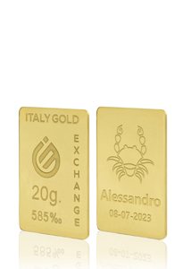 Lingotto Oro segno zodiacale Cancro 14 Kt da 20 gr. - Idea Regalo Segni Zodiacali - IGE: Italy Gold Exchange
